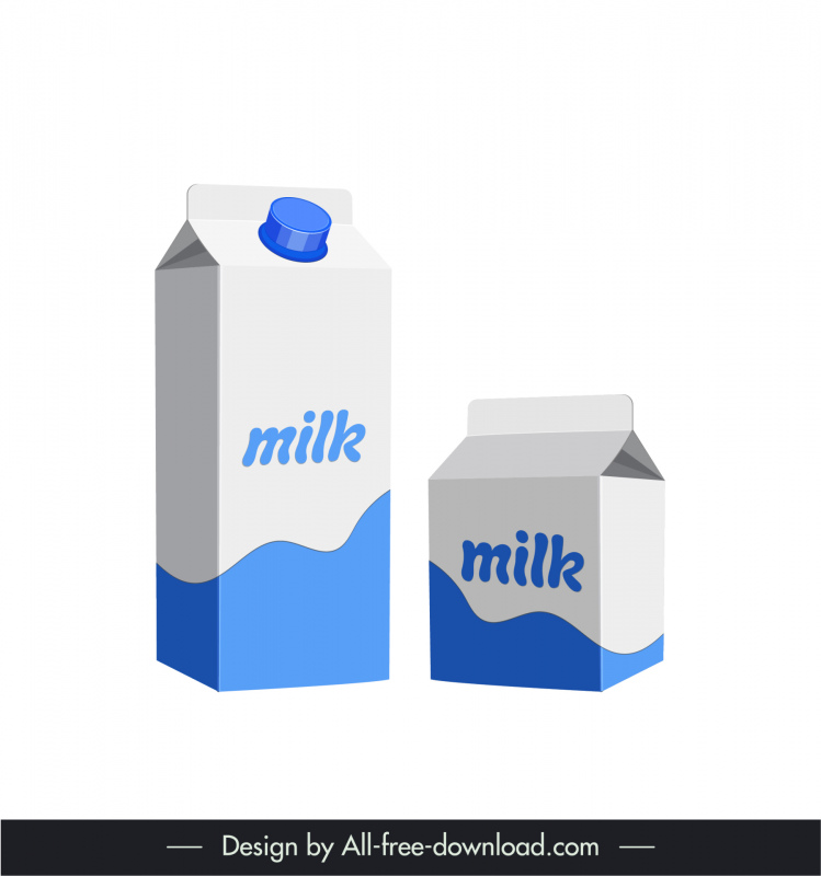 milk advertising design elements modern 3d bottle sketch