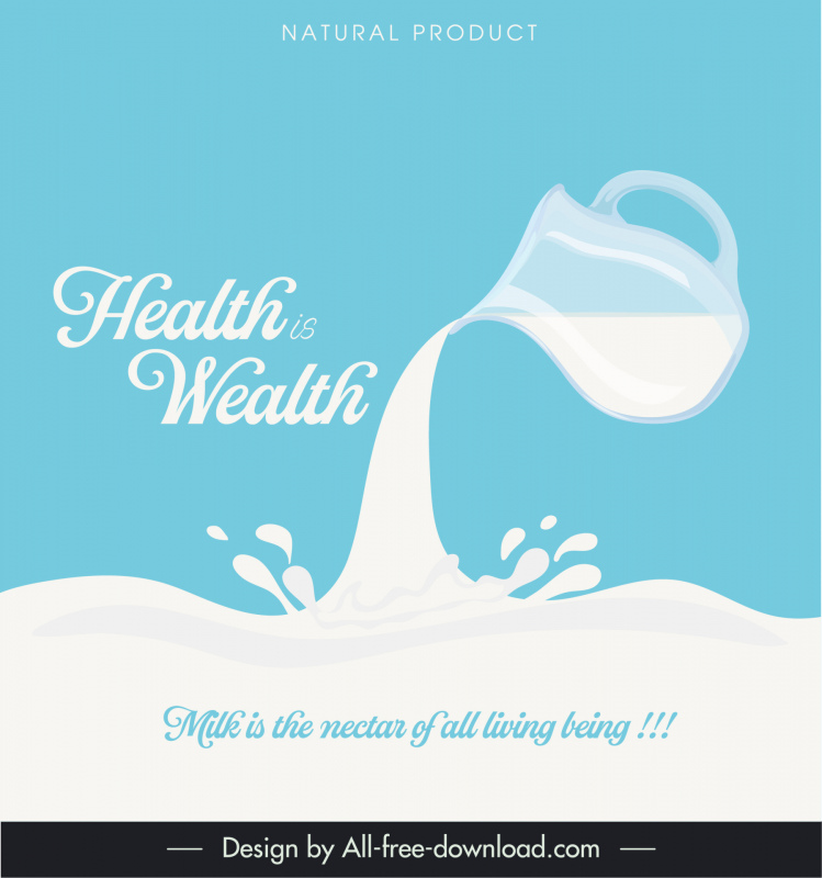 milk advertising poster template modern dynamic liquid pouring jug sketch 