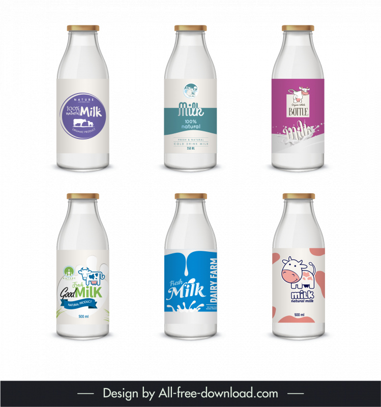 milk bottles packaging templates collection modern elegance