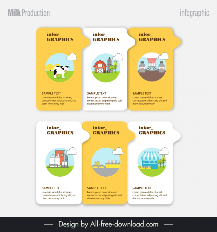 milk infographic template modern tag shapes