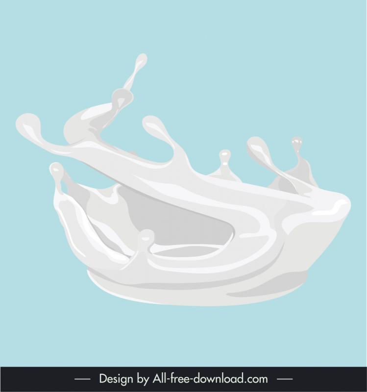 milk splash icon 3d dynamic shape outline 