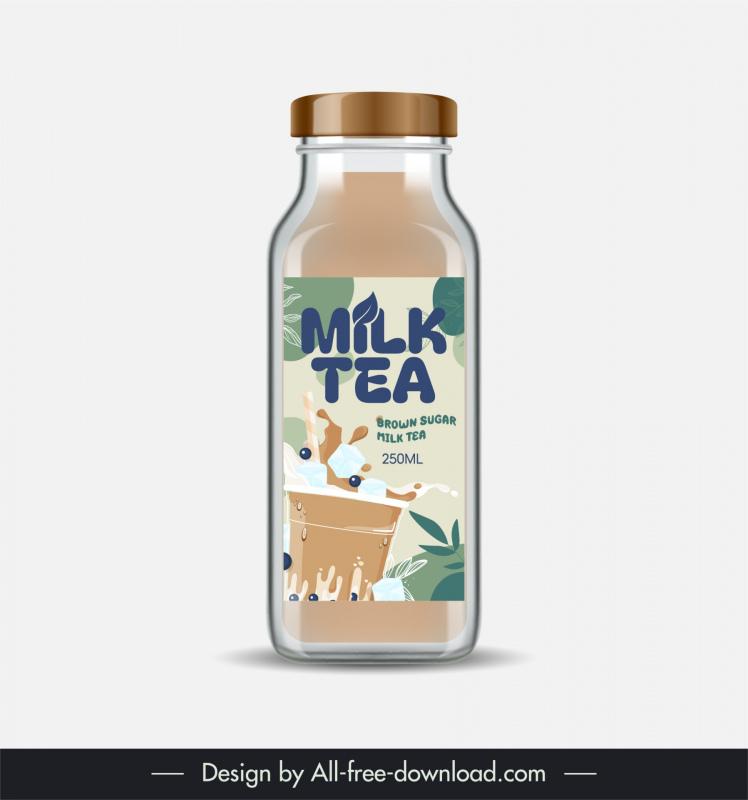 milk tea bottle packaging template classic dynamic 