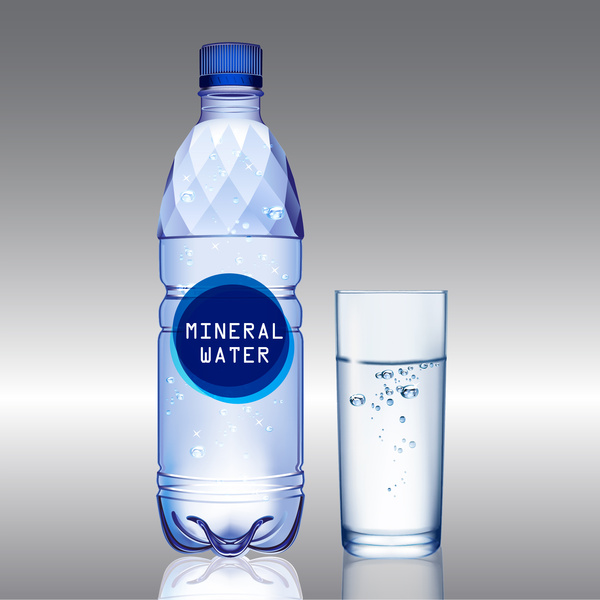 mineral water bottle and glass 