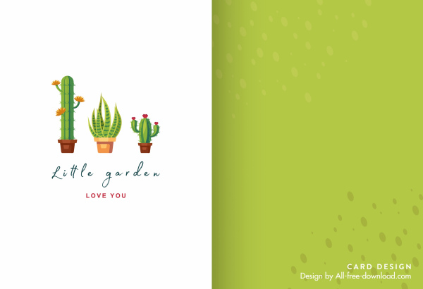 mini card template bright cactus pots decor