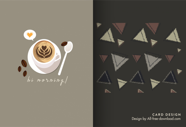 mini card template coffee cup triangles shapes decor
