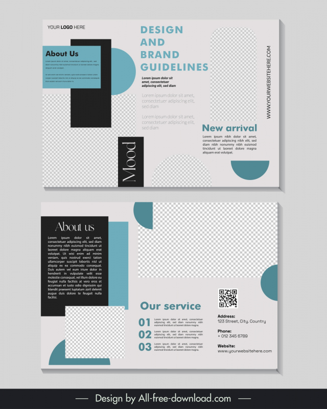 minimal brochure template checkered geometry layout design 