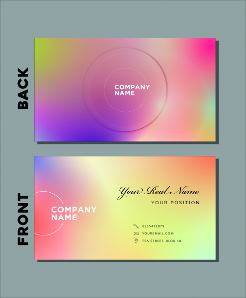 minimal business card template with gradient colored