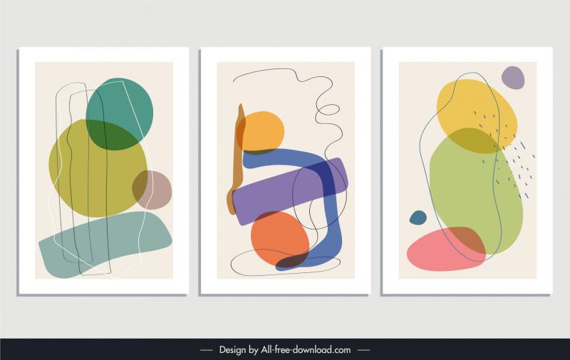 minimalist abstract painting art collection handdrawn line shapes   