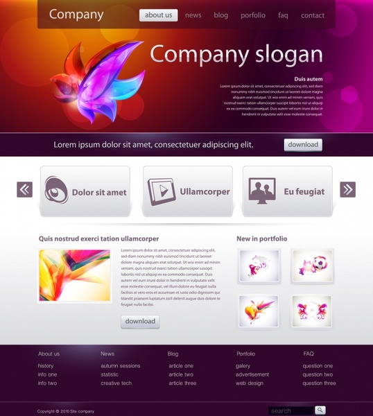 website template modern colorful bokeh shiny petal decor