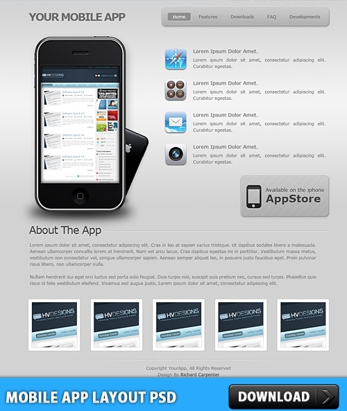 Mobile App Layout PSD 