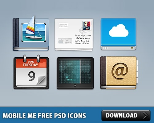 Mobile Me Free PSD Icons