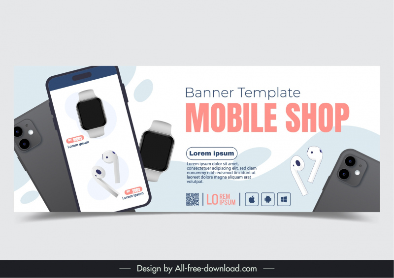 mobile shop banner template modern smart devices 