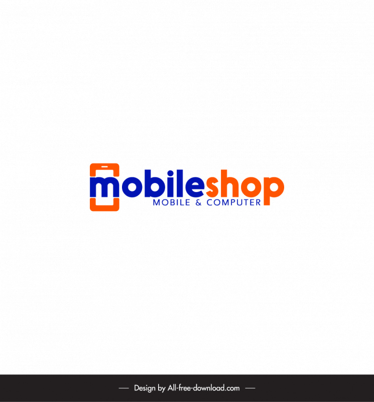 mobile shop logo flat smartphone stylized texts