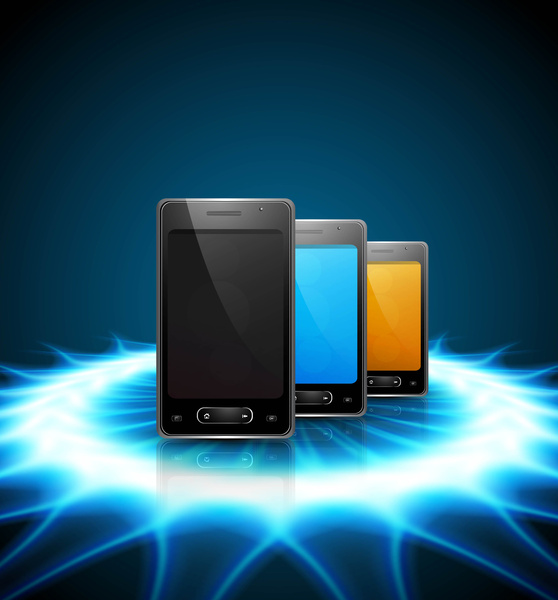 mobile smartphone original reflection blue colorful presentation background illustration