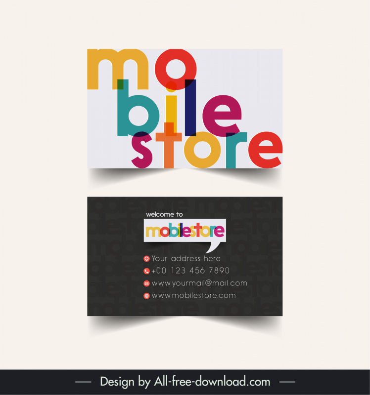 mobile store business card template texts speech bubble