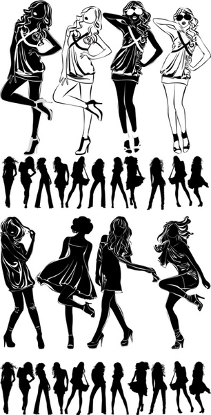 modern beautiful black and white silhouette vector