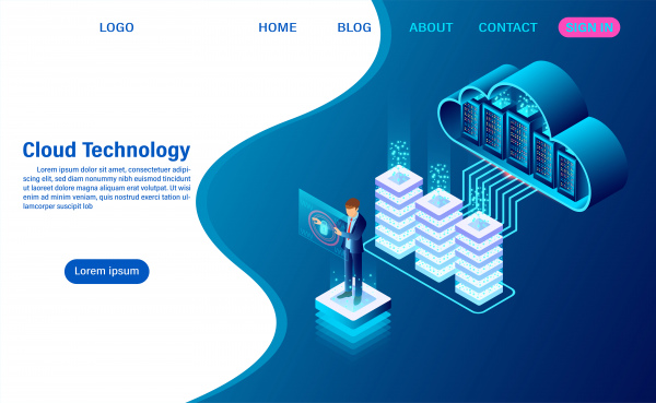 modern cloud technology and networking concept online computing technology big data flow processing concept internet data services vector illustration