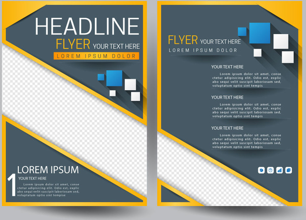 modern flyer template with squares on grey background 