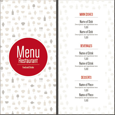 modern restaurant menu cover and list vector