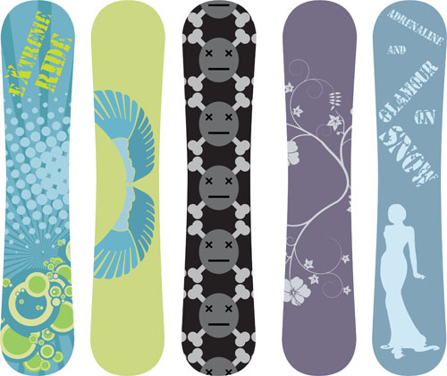 modern snowboard vector template design
