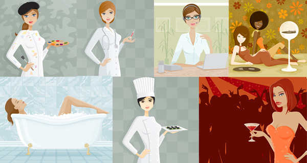 modern women illustration vector 