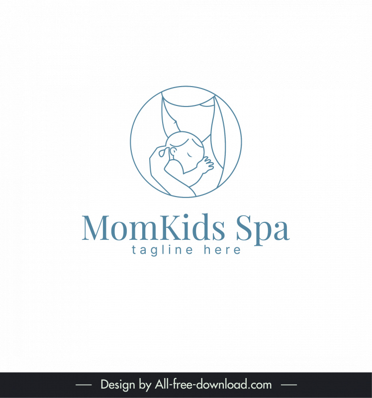 momkids spa logo template flat handdrawn circle isolation