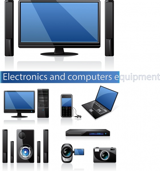 electronic appliance icons shiny modern design