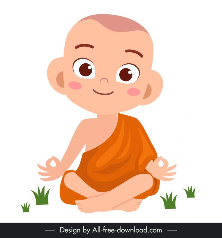 Monk meditate icon funny lovely cartoon character design Vectors graphic  art designs in editable .ai .eps .svg .cdr format free and easy download  unlimit id:6920747
