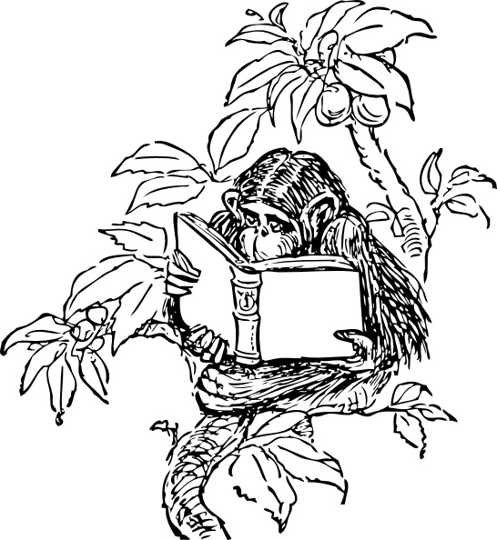 Monkey Reading clip art