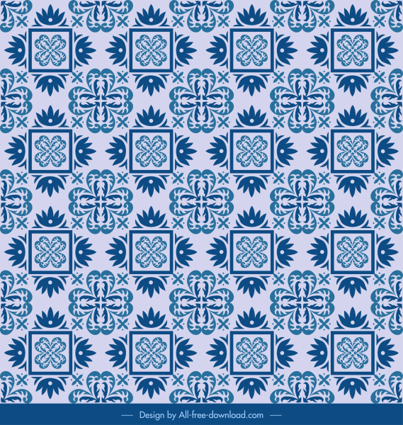 monochrome pattern blue flat repeating classical symmetric decor