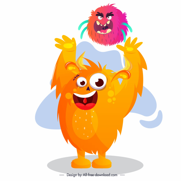 monster icon funny joyful sketch cartoon character