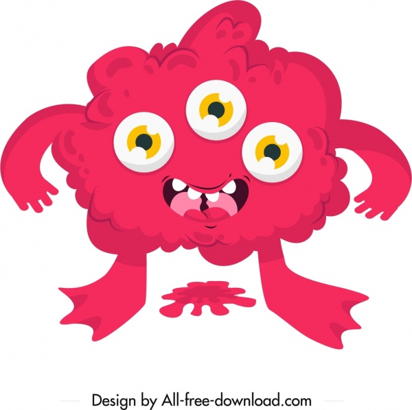 monster icon red multi eyes sketch cartoon character 