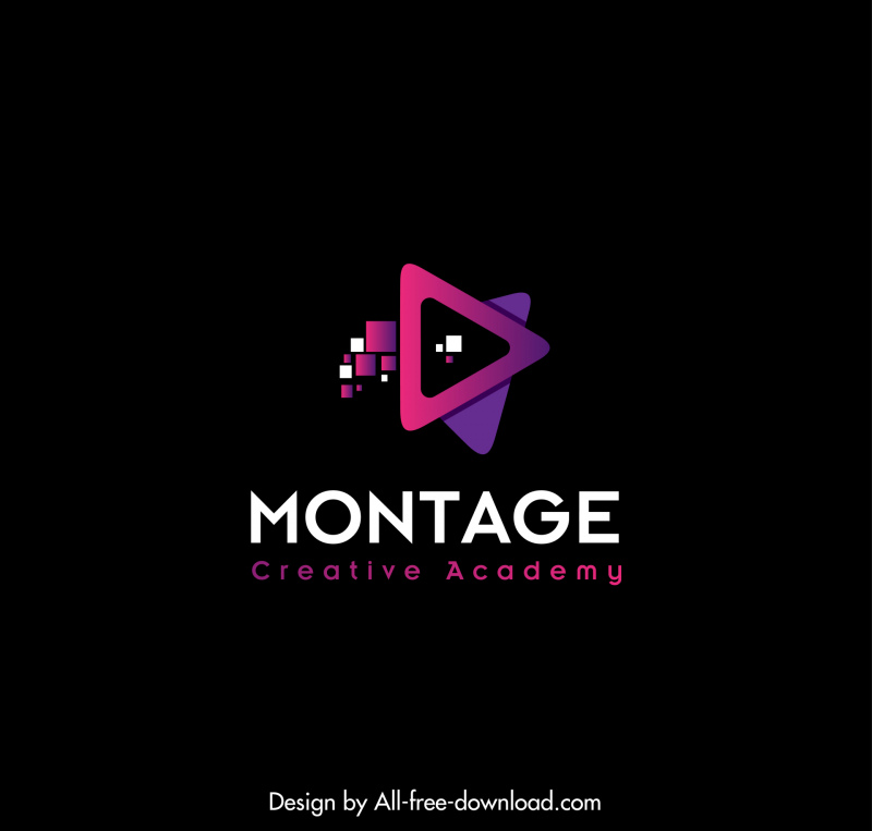 montage logo template flat modern geometry design triangles squares shapes sketch