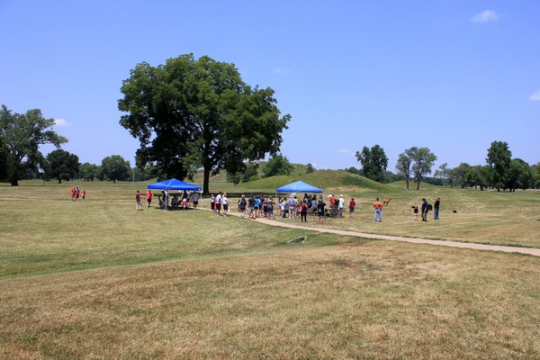more tents and people at cahokia mounds illinois
