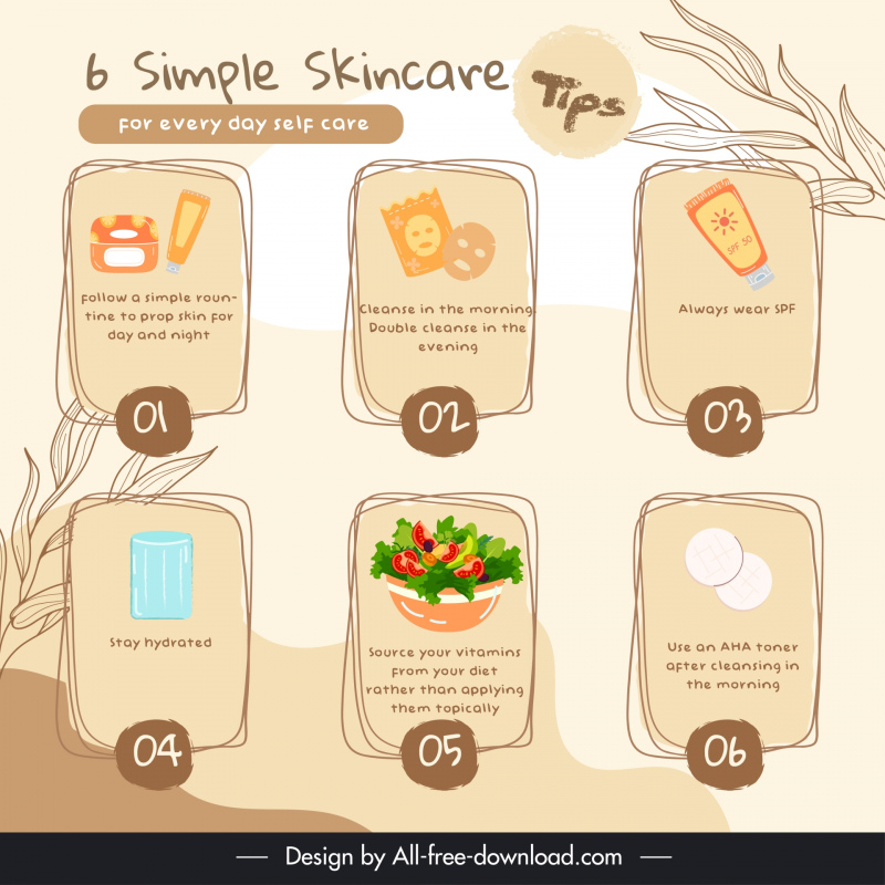 morning skincare rountine inforgraphic template classic handdrawn