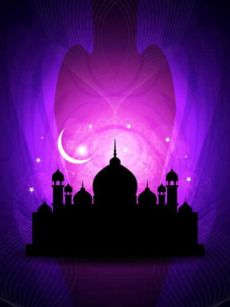 mosque with night vector backgrounds