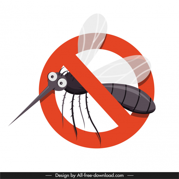 mosquito killing sign template bright flat closeup sketch