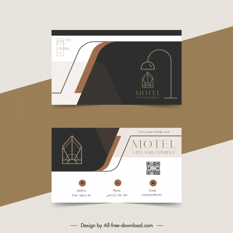 motel business card template flat contrast geometric decor
