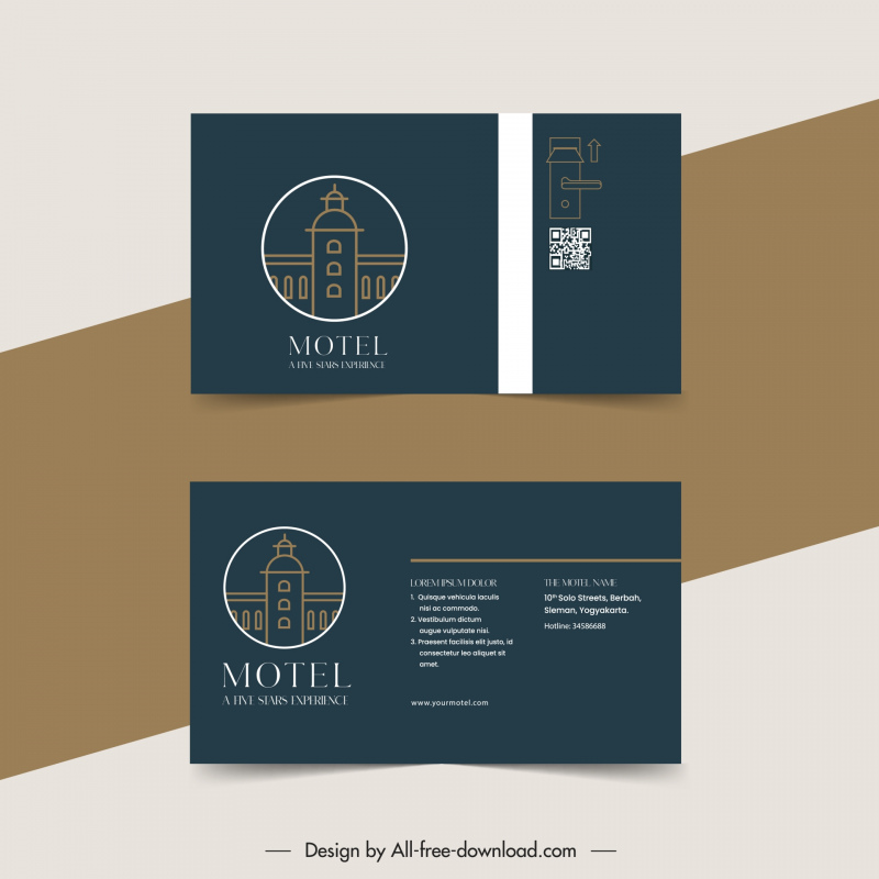 motel business card template flat dark geometry design