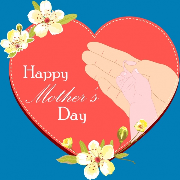 mother day backdrop red heart holding hands icons
