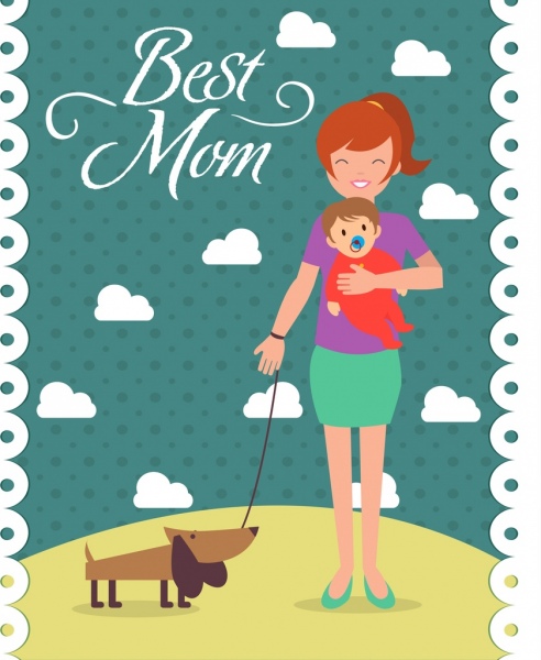 mother day background happy mother son icons decoration 