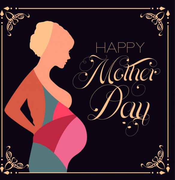 mother day background pregnant woman icon colorful silhouette 