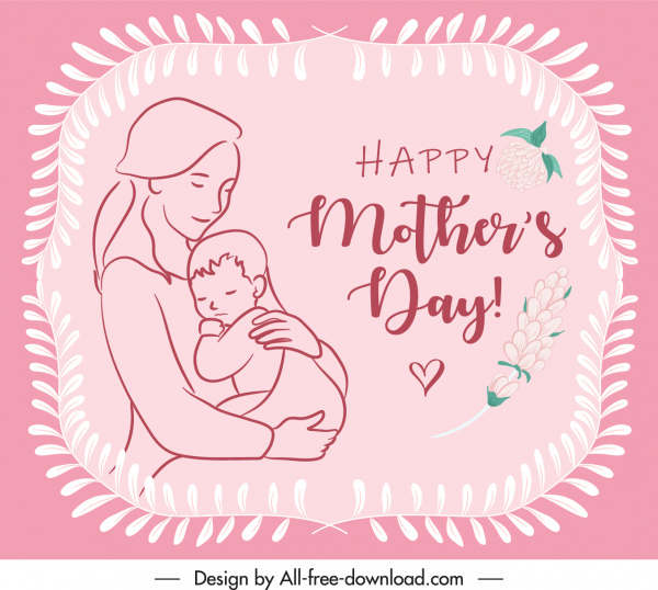 mother day banner elegant cute handdrawn sketch
