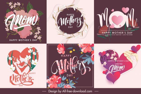 mother day banners elegant floral heart decor