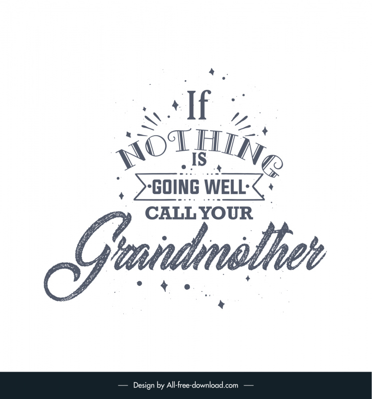 mothers day quotes for grandma template flat classical symmetric handdrawn texts rays stars ribbon decor