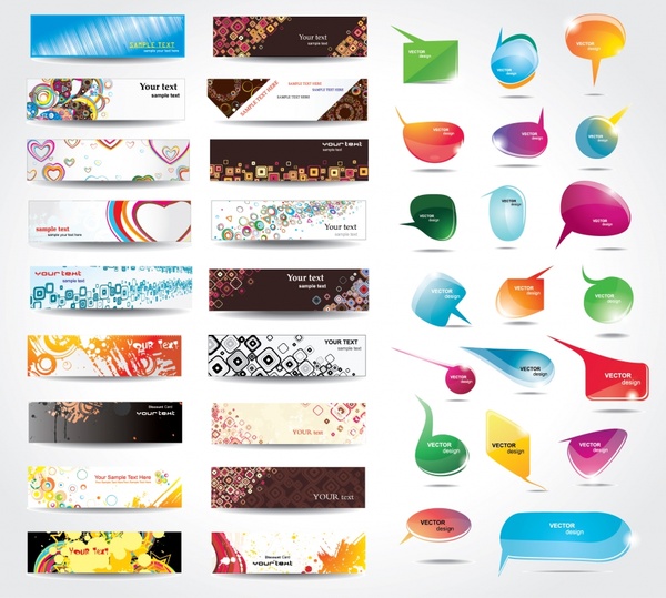 cards decorative templates colorful speech bubbles shapes