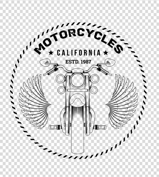 motorbike advertising black white classical design wings icon