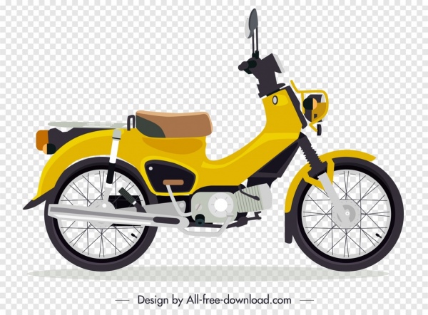 motorbike advertising classical yellow sketch