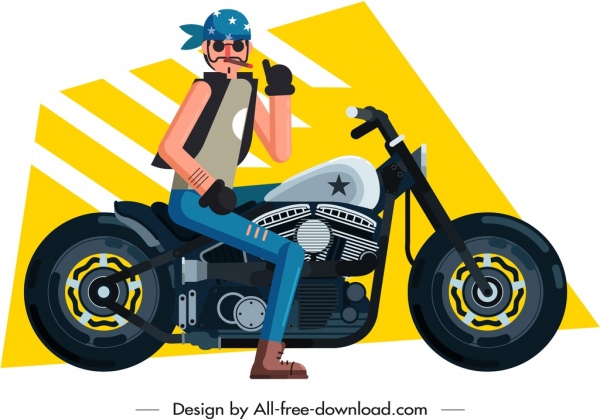 motorbike rider icon cartoon character sketch