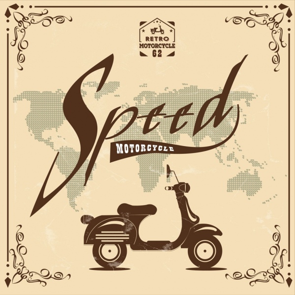 motorcycle advertisement retro style calligraphy bike icon ornament